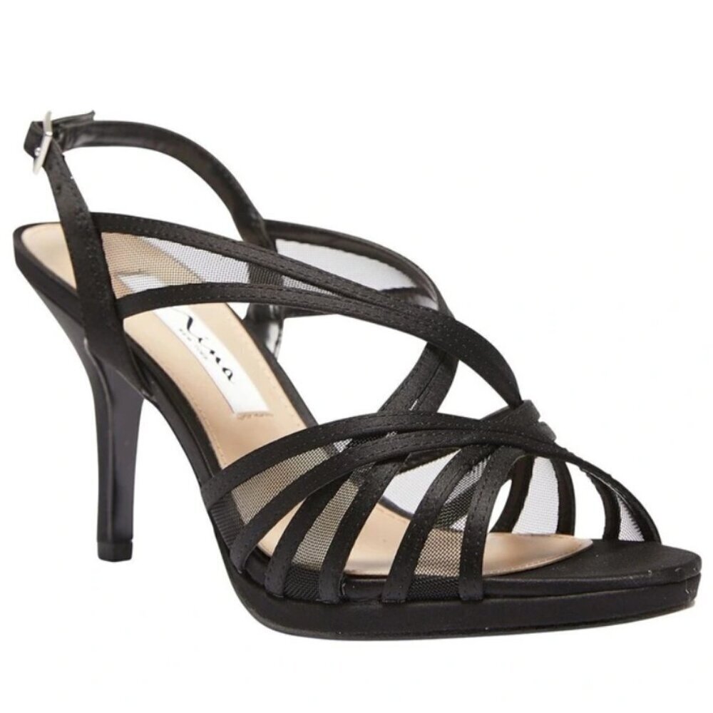 Nina Bess Sandals In Black Satin